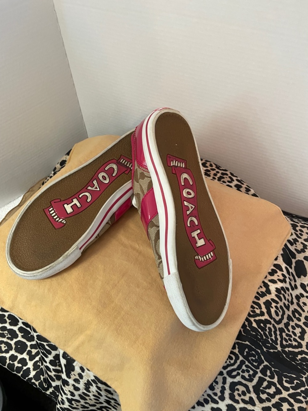 Coach Monogram Low-Top Sneakers with Pink Trim - Picture 10 of 11